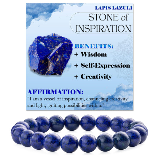 Lapis Lazuli - Inspiration - 8mm Beaded Bracelets for Women Handmade Semi Precious Natural Stone Stretch Elastic Jewelry Yoga Protection Gifts