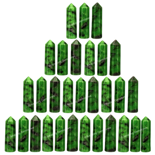 Amazing Gemstone Ruby Zoisite Crystal Points Bulk Healing Crystals - Pack of 3 Single Terminated Healing Wand Point Bulk Crystals for Crafts,Crystal Grid,DIY Work - Premium Crystals - Beginners Gift