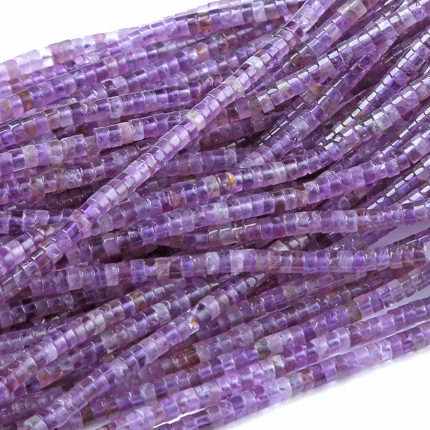 2x4MM 150PCS Amethyst Crystal Tube Cylinder Rondelle Abacus Disk Spacer Loose Beads for Jewelry Making