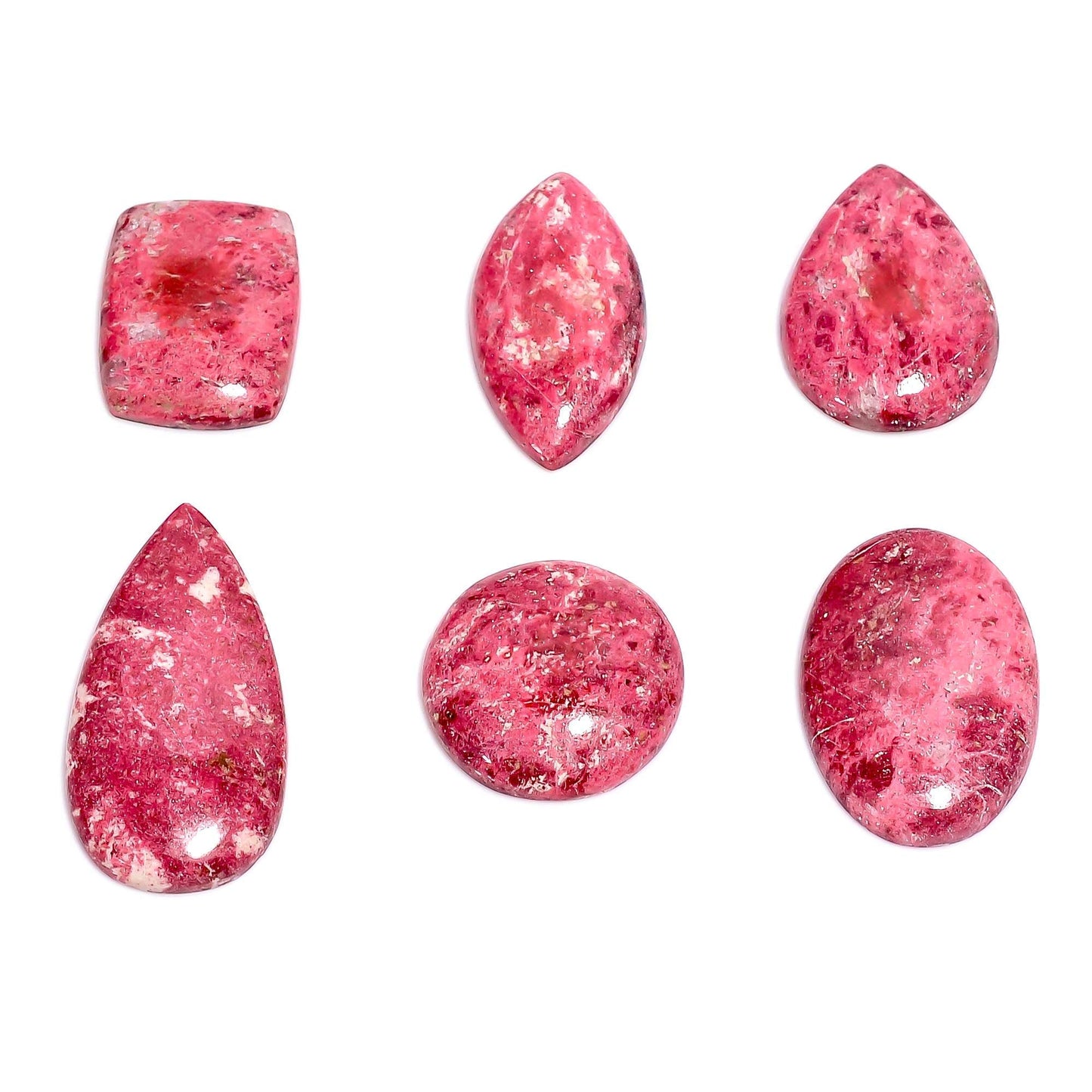 GEMKORA 4pcs Natural Thulite Cabochon, Wholesale Gemstone Lot, Bulk Elegant Crystal, Jewelry Making Supply, her