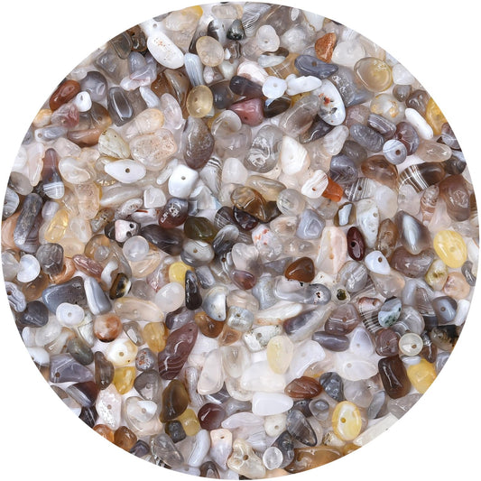Natural Chip Stone Beads 450pcs Banded Agate Chips 5-8mm Genuine Real Irregular Healing Crystal Rocks Hole Drilled DIY Loose Gemstone Beads for Jewelry Making Bracelet Earrings Necklace Crafting
