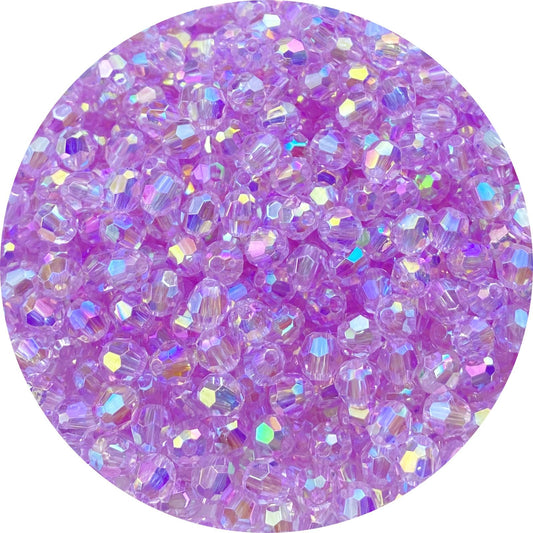 Tingoons 200 PCS 10mm Acrylic Faceted Spacer Beads AB Color Glossy Round Loose Beads for Jewelry Making Bracelet Necklace Earring Ornament Wind Chimes Key Chains(Light Purple AB)