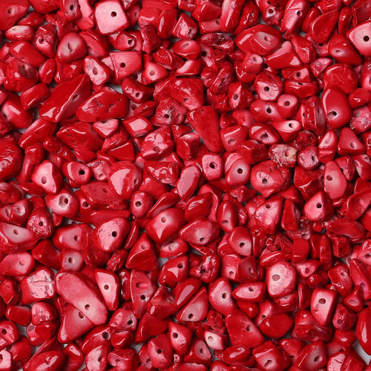 LAIDANLA Red Turquoise 400pcs Natural Chip Stone Beads 5-8mm Healing Crystal Irregular Gemstones Drilled DIY Loose Rocks Bead Crystal for Bracelet Earrings Necklace Jewelry Making Crafting