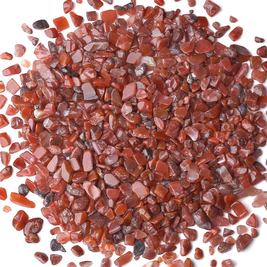 Carnelian Aquarium Gravel Rocks Natural Tumbled Healing Crystal Chips Bulk Gemstones Tumbled Crushed Stones for Fountain Vase Filler Planters Decorative Fish Tank Potted Reiki Energy Balancing 0.44lb