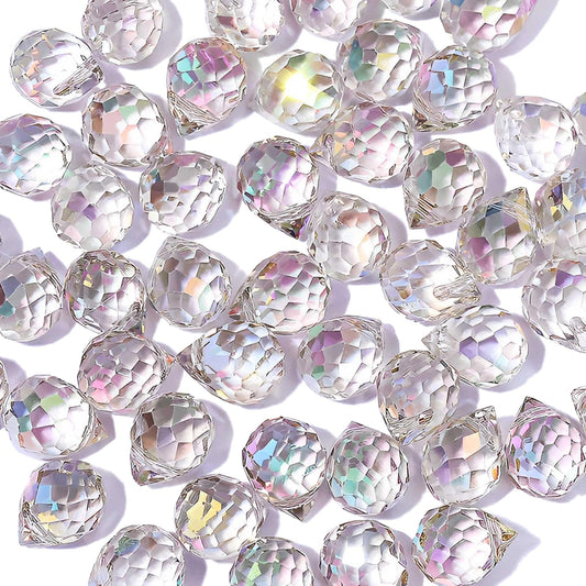 Crystal Beads, 50pcs Assorted Glass Beads for Jewelry Making, Shiny Teardrop Shape Green (8x10mm)