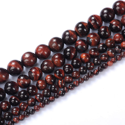 Natural Stone Beads 12mm Red Tiger Eye Gemstone Round Loose Beads Crystal Energy Stone Healing Power for Jewelry Making DIY,1 Strand 15"