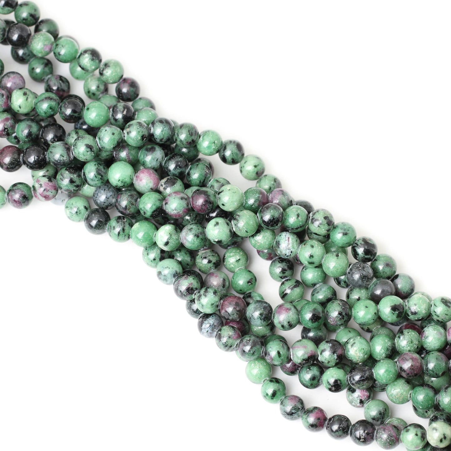 CHEAVIAN 45PCS 8mm Natural Ruby Zoisite Jasper Gemstone Round Loose Beads for Jewelry Making 1 Strand 15"