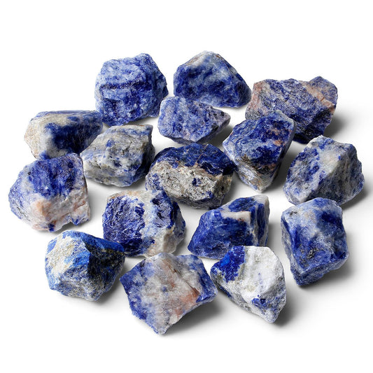 ZHIYUXI 1lb Blue Sodalite 2" Rough Stones Crystals Raw Crystal Bulk Large Crystals and Stones Gemstones Natural Tumbling Rocks for Meditation, Fountain Rocks, Wire Wrapping, Wicca, Cabbing, Decor