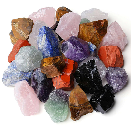 LAIDANLA Multicolor Mix 2" 1lb Natural Raw Stones Crystal Bulk Sets Large Gemstone for Tumbling，Cabbing，Wire Wrapping，Polishing，Reiki Crystal Healing，Chakra，Wicca，Fountain Rocks，Decoration