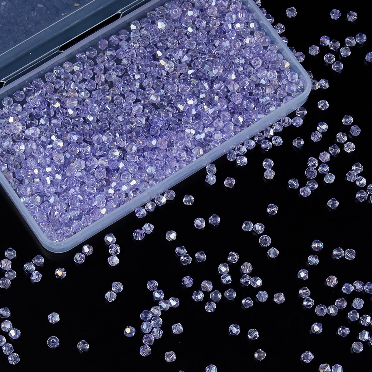Laopottbeads 1100PCS 4mm Bicone Crystal Glass Beads for Jewelry Making, Sparkling Mini Beads for Suncatchers, DIY Bracelets & Craft Projects (Light Purple)