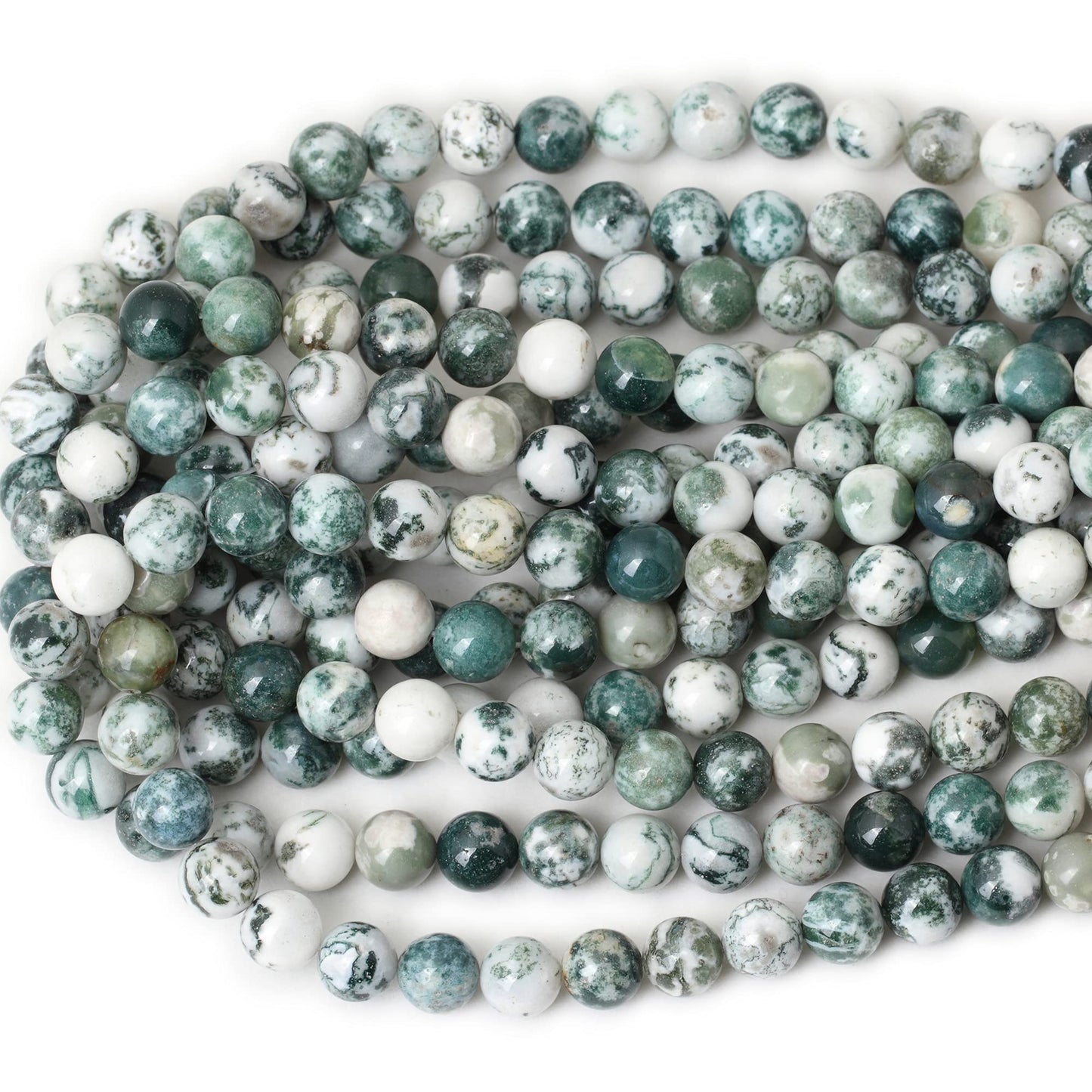 CHEAVIAN 10mm 35PCS Natural Tree Agate Round Loose Beads for Jewelry Making 1 Strand 15"