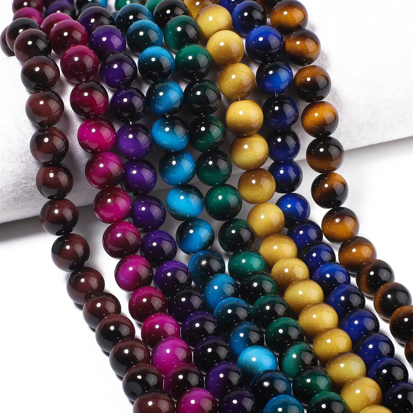 Song Xi 28PCS 12mm Purple Tiger Eye Gemstone Beads for Jewelry Making, Round Smooth Glass Beads for DIY Bracelet Necklace Earring Keychain, Arts and Crafts, for Christmas Wedding Birthday