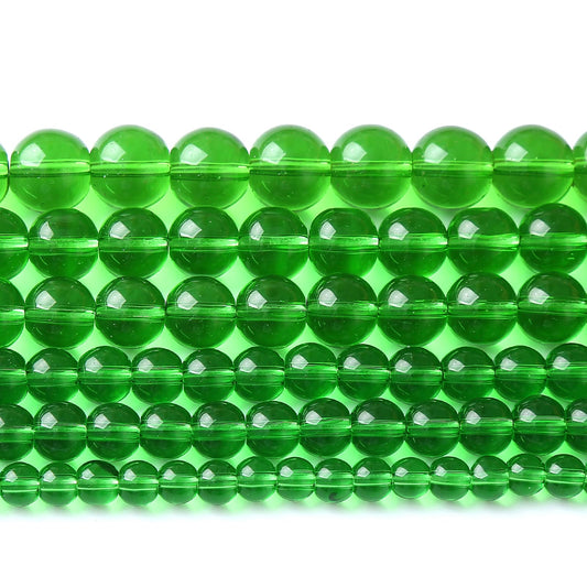 38pcs 10mm Smooth Green Crystal Glass Quartz Beads Round Loose Beads for Jewelry Making DIY Bracelet Necklace 15" Energy Healing Power Stone Beads (10mm, Green Crystal Glass)