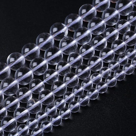 60PCS 6MM Clear White Crystal Quartz Stone Beads Natural Gemstone Bead Crystal Healing Energy Jewelry Making DIY 15 inches