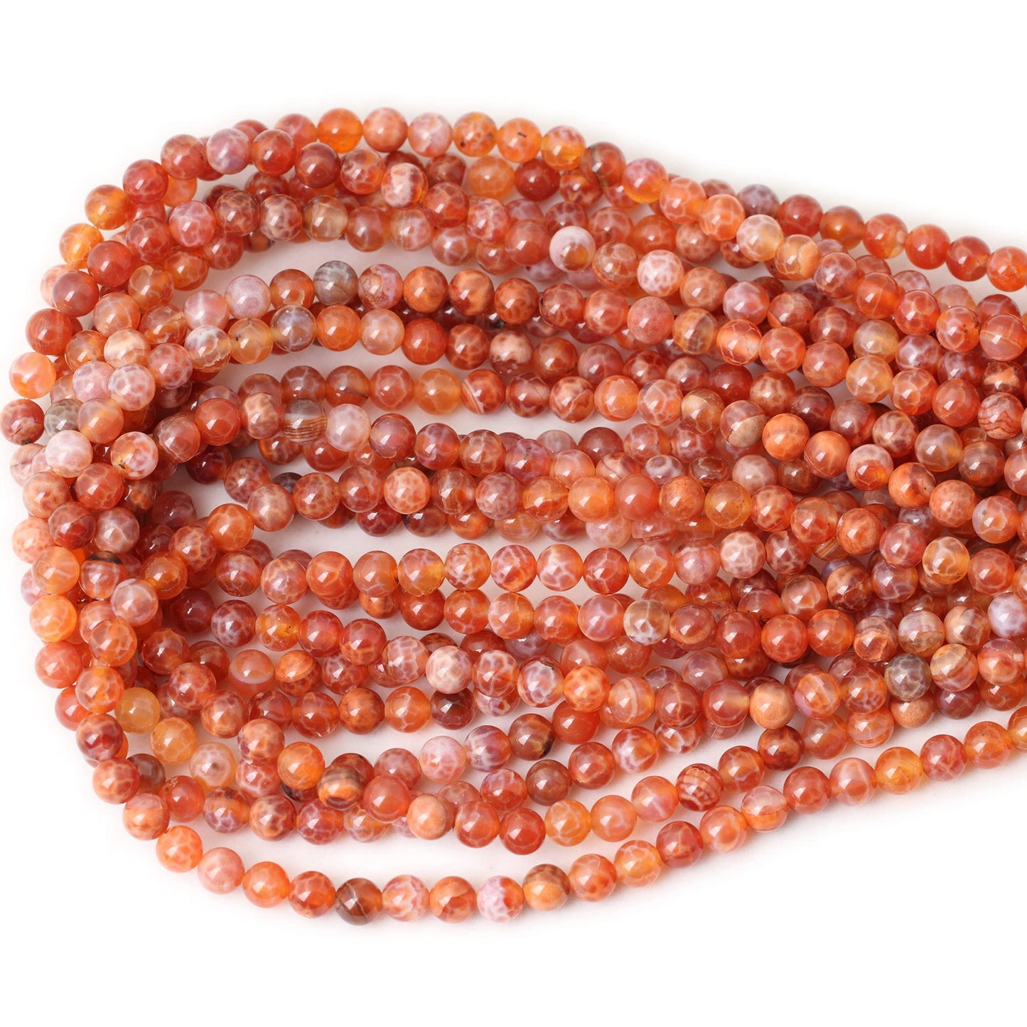 CHEAVIAN 60PCS 6mm Natural Red Dragon Vein Agate Round Loose Beads for Jewelry Making 1 Strand 15 inch