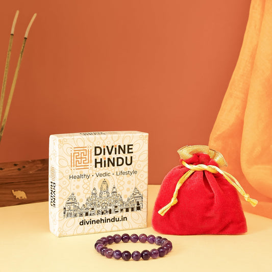Divine Hindu Amethyst Crystal Bracelet | Makar Rashi (Capricorn) Zodiac Stone | Certified Healing Gem | Reiki Energy | Chakra Alignment | Meditation & Protection for Men & Women.