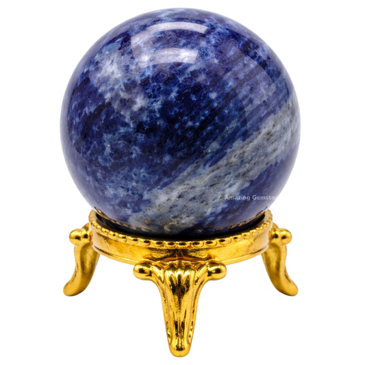 Amazing Gemstone Sodalite Crystal Ball with Stand - 2" Inches Crystal Sphere Meditation Balls for Witchcraft and Decorative Balls