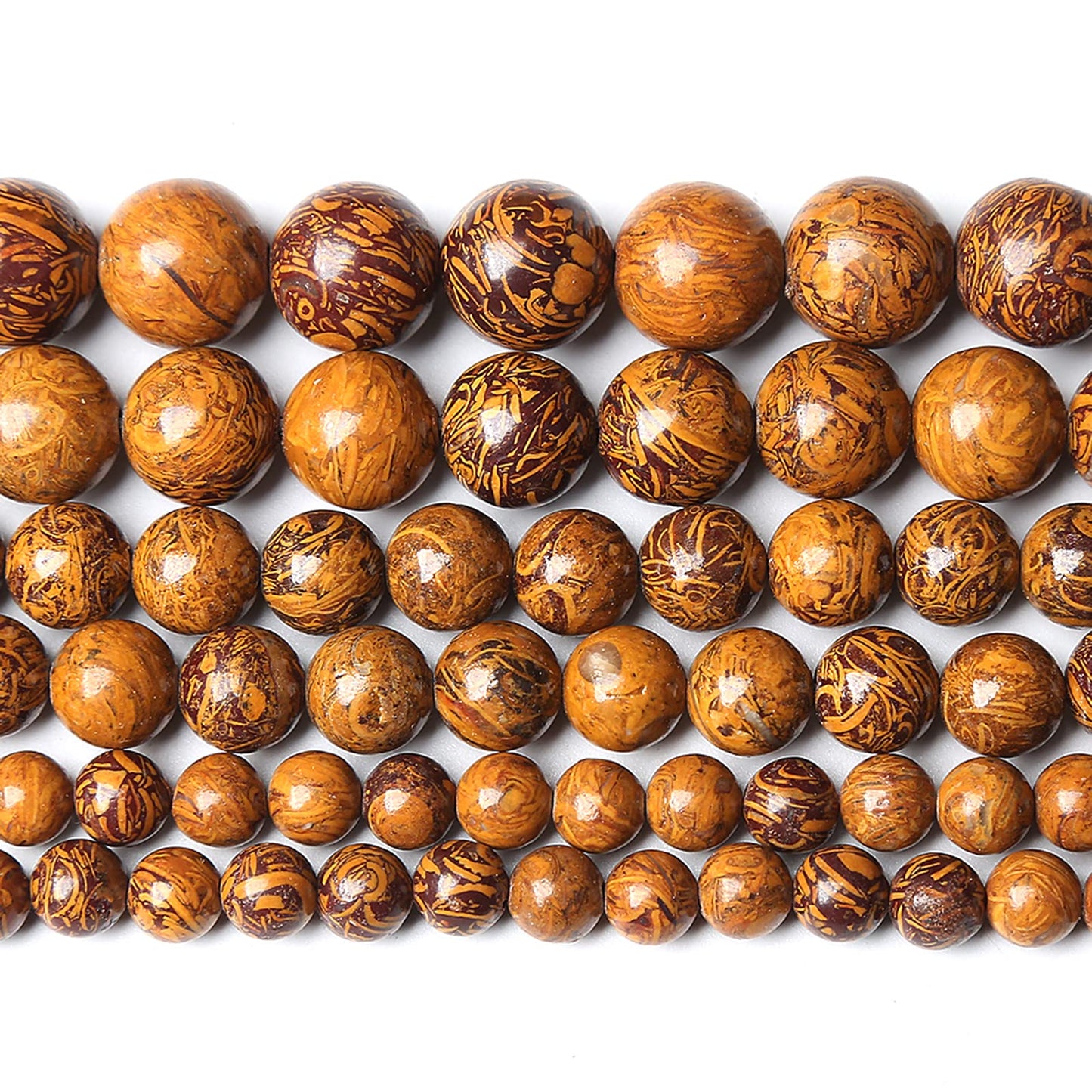 12MM 32PCS Natural Stone Yellow Sunflower Jasper Loose Beads for Jewelry Making DIY Bracelet