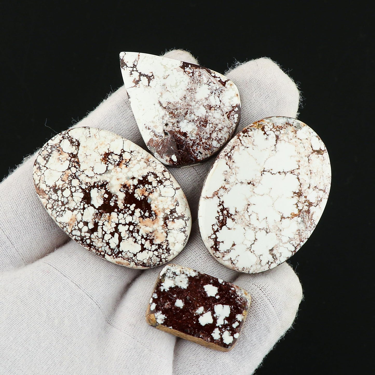 CRYSTALIS Wholesale 4pcs Natural WildHorse-Jasper Loose Gemstone Bulk Cabochons Jewelry Making Supply, Chakra Healing Polished Stones, Wire Wrapping, DIY, Gem Collection, Mix-Shapes, 20-40mm