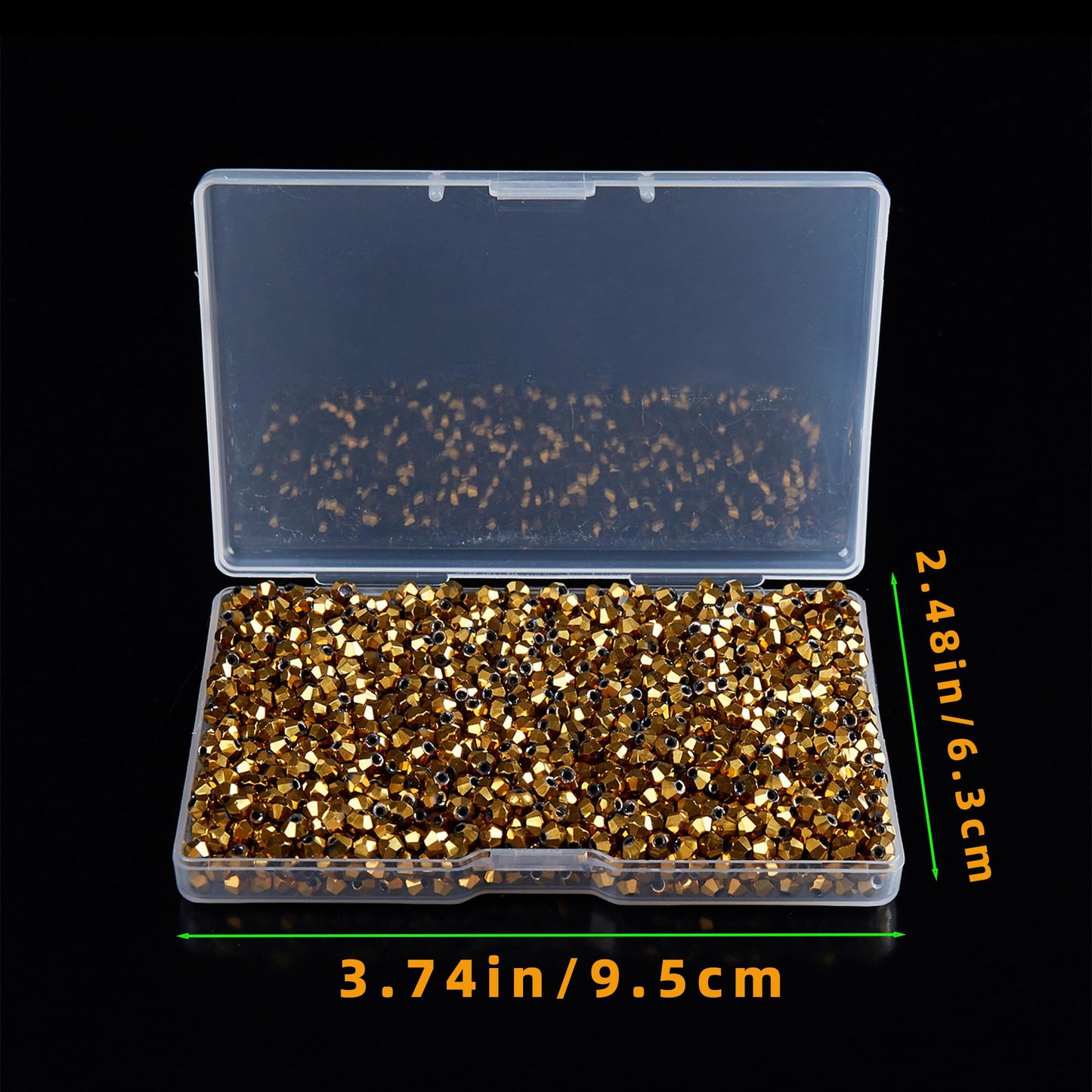 Laopottbeads 1200PCS 3mm Bicone Crystal Glass Beads for Jewelry Making, Sparkling Mini Beads for Suncatchers, DIY Bracelets & Craft Projects (Coffee Gold)