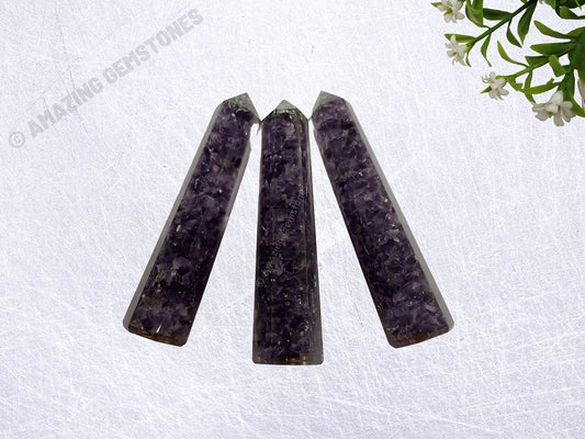 Amazing Gemstone Amethyst Crystal Orgone Towers ~ Natural Healing Crystal Point Obelisk for Reiki Healing and Crystal Grid (4.5 to 5 Inch, Pack of 1)