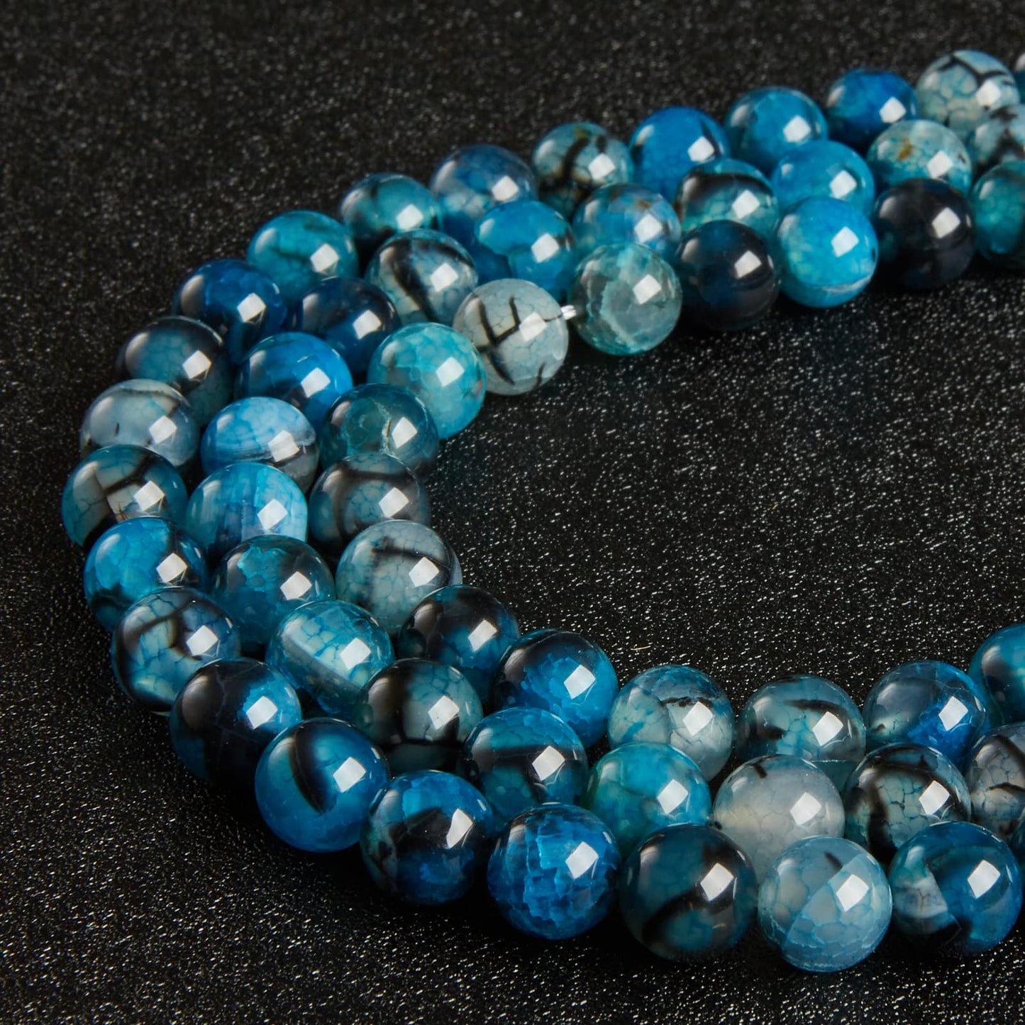 100pcs 10mm Blue Dragon Vein Agate Beads Natural Gemstone Beads Round Loose Beads for Jewelry Making
