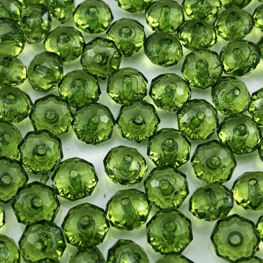 YHYPOCI 100pcs 12mm Acrylic Crystal Beads, Faceted Rondelle Acrylic Spacer Beads for Wind Chimes Bracelet Necklace Earring Keychain Jewelry Making DIY Crafts(Grass Green)