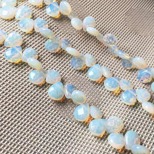 Natural Stone Beads Water Drop Shape Faceted Opal Loose Beads 10X12X5mm 7.9 inch for Jewelry Making
