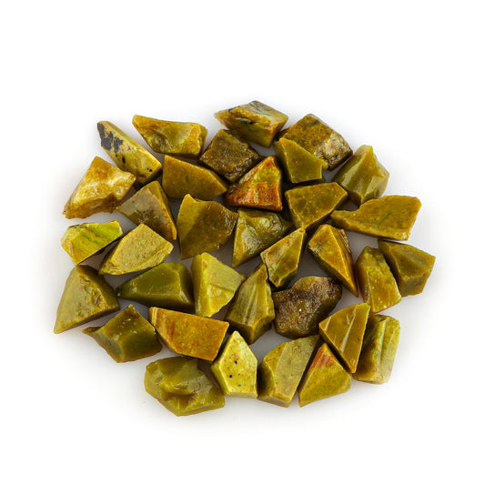 CRYSTALINES 100CT, Wholesale Natural Raw Green Opal Gemstone, Untreated Rough Stone, Bulk Loose Supplies-Jewelry Making, DIY Crafts, Chakra Healing Crystals, Birthstone, Gem Collection, 32-34pcs