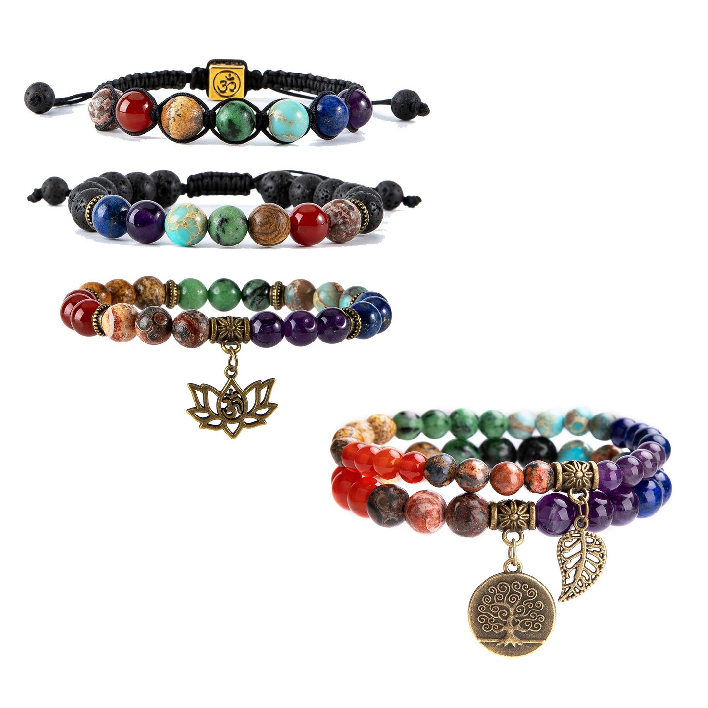 Bivei 7 Chakra Bead Bracelets for Women Yoga Meditation Energy Anxiety Healing Crystals Bracelets