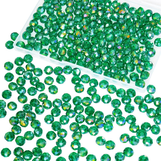 Laopottbeads 220Pcs 10mm Crystal Glass Beads for Jewelry Making Beads for Bracelets Necklace Pendants Making Supplies(Malachite Green)