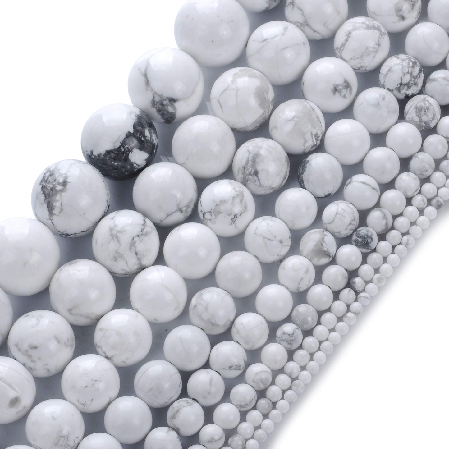 Natural Stone Beads 10mm White Howlite Gemstone Round Loose Beads Crystal Energy Stone Healing Power for Jewelry Making DIY,1 Strand 15"
