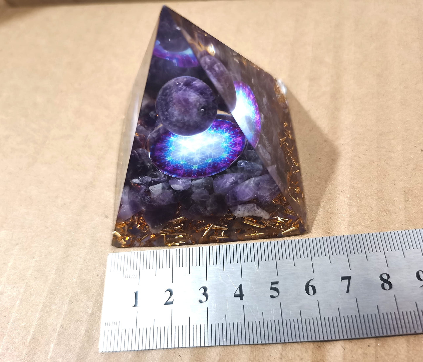 ycyingcheng Moonstone Crystal Orgone Pyramid Ogan Crystal Energy Tower, Nature Reiki Chakra Crushed Stone Jewelry, Crystal Pyramid for Home Decor (Crystal Pyramid-20)