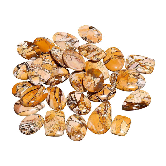 GEMKORA 4pcs Natural Brecciated Mookaite Jasper Gemstone Wholesale Cabochons Lot, Jewelry Making Loose Gemstone, Polished Home Decor, DIY, Wire Wrapping, Reiki, Healing Crystals, Bulk Gemstone Deal