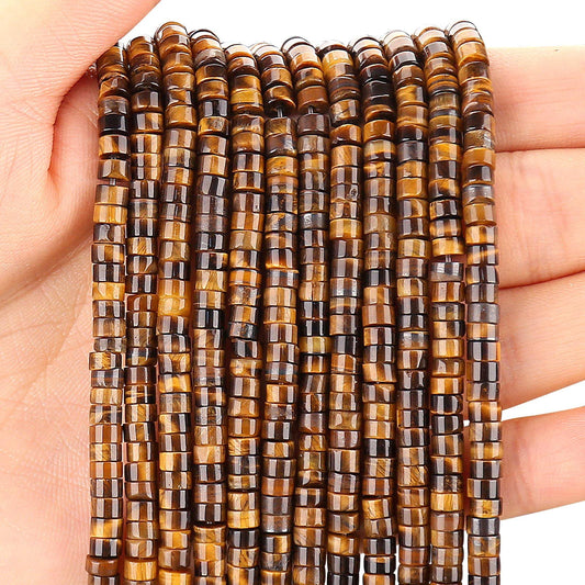 BONNY BOXX 150PCs Natural Classic Tiger Eye Spacer Beads, Loose Semi Precious Flat Round Gemstone Heishi Disc Stone Beads for Beading Jewelry Making 4mm*2mm