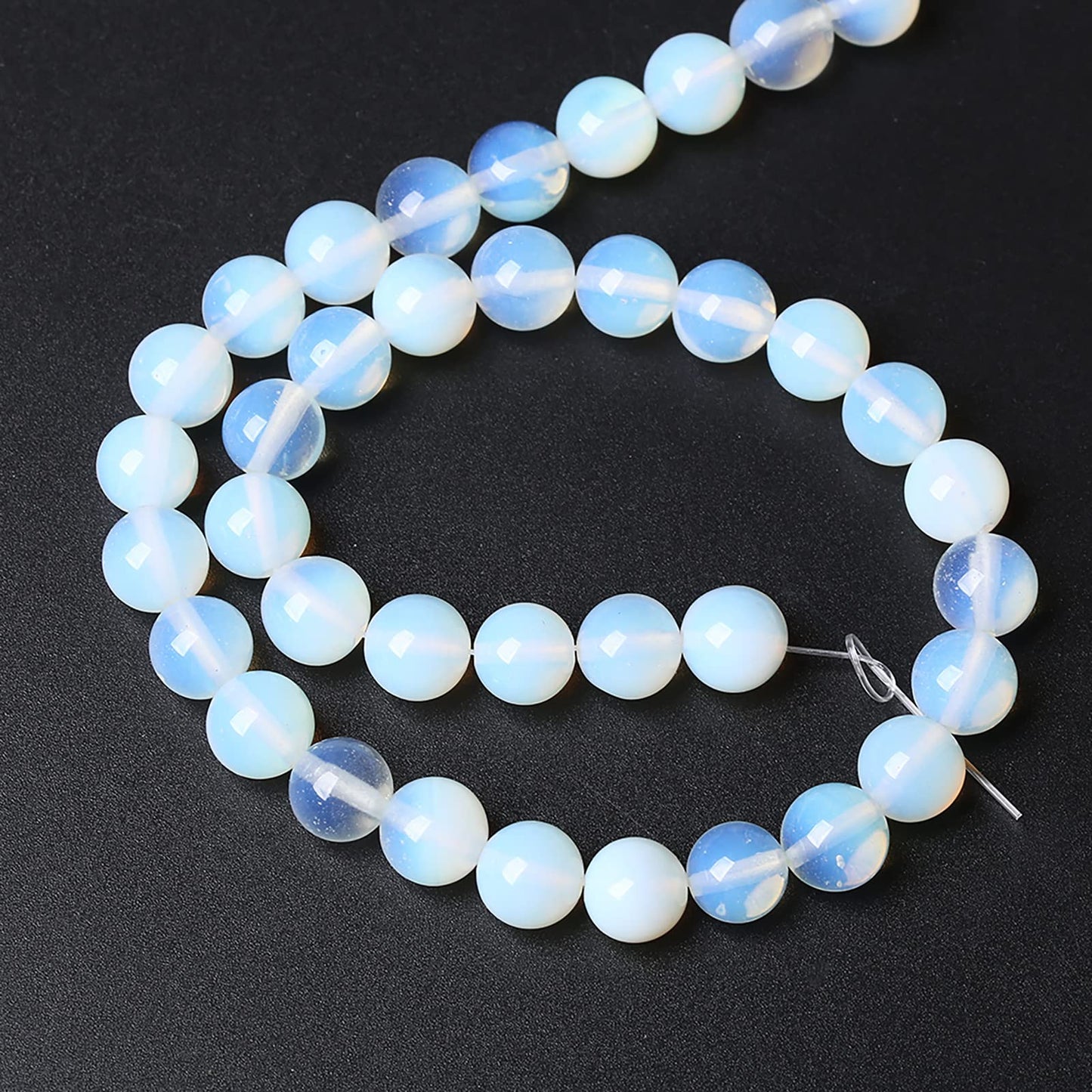 8MM 46PCS Natural Stone White Opal Quartz Loose Crystal Beads for Jewelry Making DIY Bracelet 1 Strand