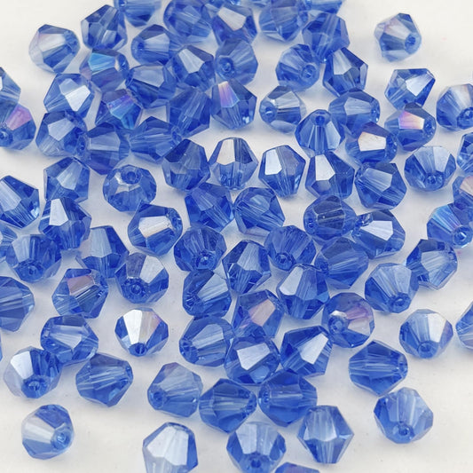 Pinhoollgo 100pcs 8mm Bicone Crystal Glass Beads Faceted Bicone Crystal Beads Bulk Glass Spacer Beads for Bracelets Necklace Pendants Earrings DIY Jewelry Craft Making(Light Blue AB)