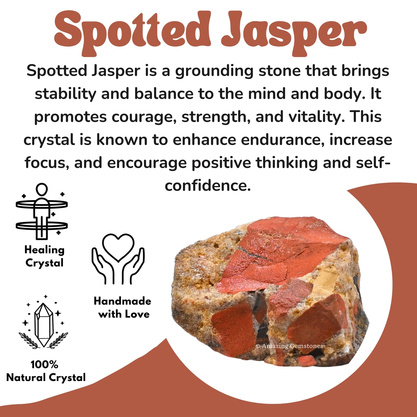 Amazing Gemstone 2 Pieces Spotted Jasper Raw Crystals and Healing Stones, Natural Rocks for Tumbling and DIY Raw Stones and Crystals