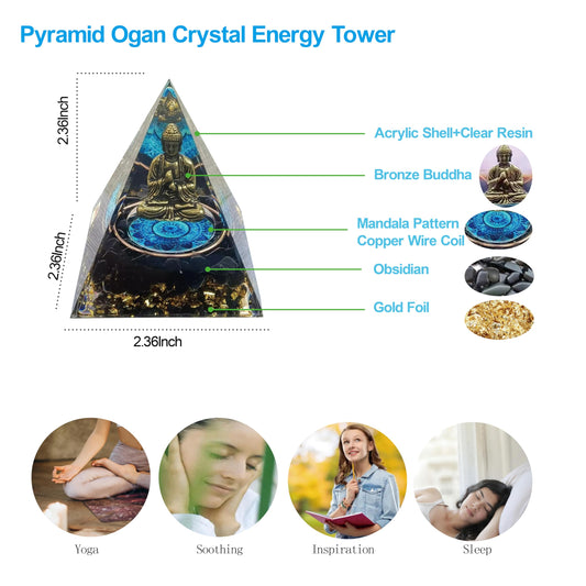 ycyingcheng Moonstone Crystal Orgone Pyramid Ogan Crystal Energy Tower, Nature Reiki Chakra Crushed Stone Jewelry, Crystal Pyramid for Home Decor (Crystal Pyramid-22)