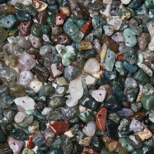 LAIDANLA Indian Agate 400pcs Natural Chip Stone Beads 5-8mm Healing Crystal Irregular Gemstones Drilled DIY Loose Rocks Bead Crystal for Bracelet Earrings Necklace Jewelry Making Crafting