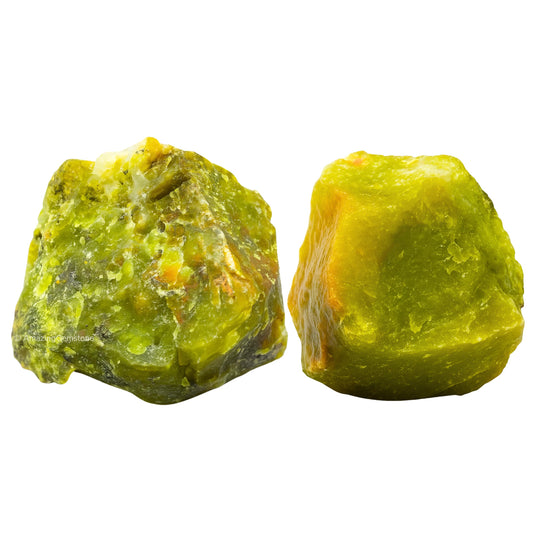Amazing Gemstone Green Opal Raw Crystals and Healing Stones, Natural Rocks for Tumbling - DIY Raw Stones and Crystals, 2 Pieces