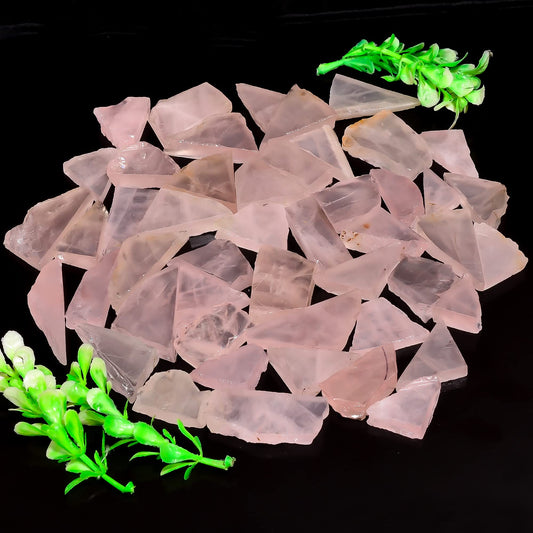 Natural Rose Quartz Raw Slice Gemstone- Healing Crystals for DIY Jewelry Making -Loose Natural Cabochon -Perfect for Crafting Unique Jewelry Designs (5 pcs, 25-35 mm)