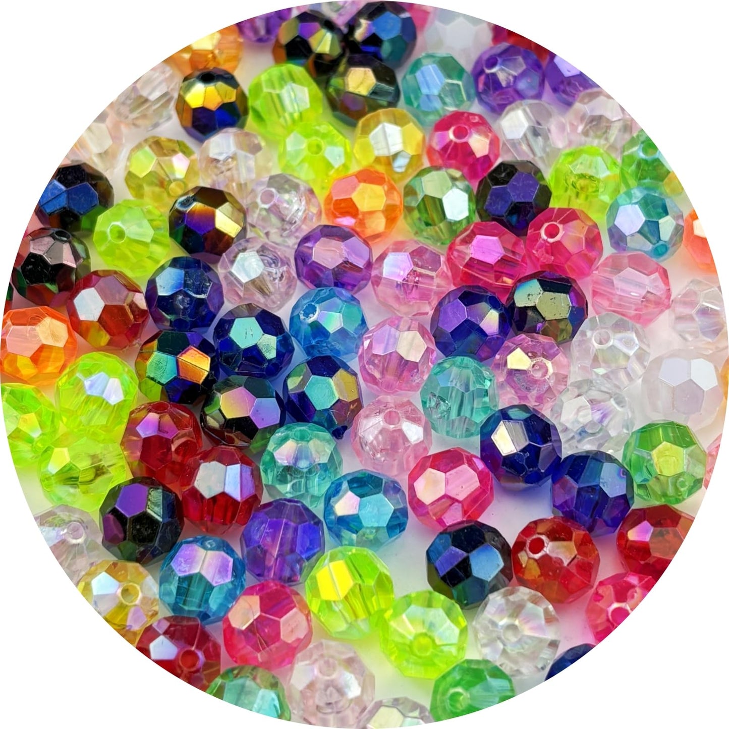 Pinhoollgo 1000pcs 6mm Acrylic Faceted Round Beads AB Colors Glossy Acrylic Beads Round Spacer Beads with Hole for DIY Bracelet Necklace Jewelry Making Supplies Handmade Craft(Mix Colors)