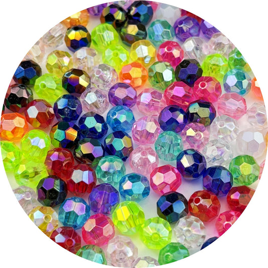 Pinhoollgo 1000pcs 6mm Acrylic Faceted Round Beads AB Colors Glossy Acrylic Beads Round Spacer Beads with Hole for DIY Bracelet Necklace Jewelry Making Supplies Handmade Craft(Mix Colors)