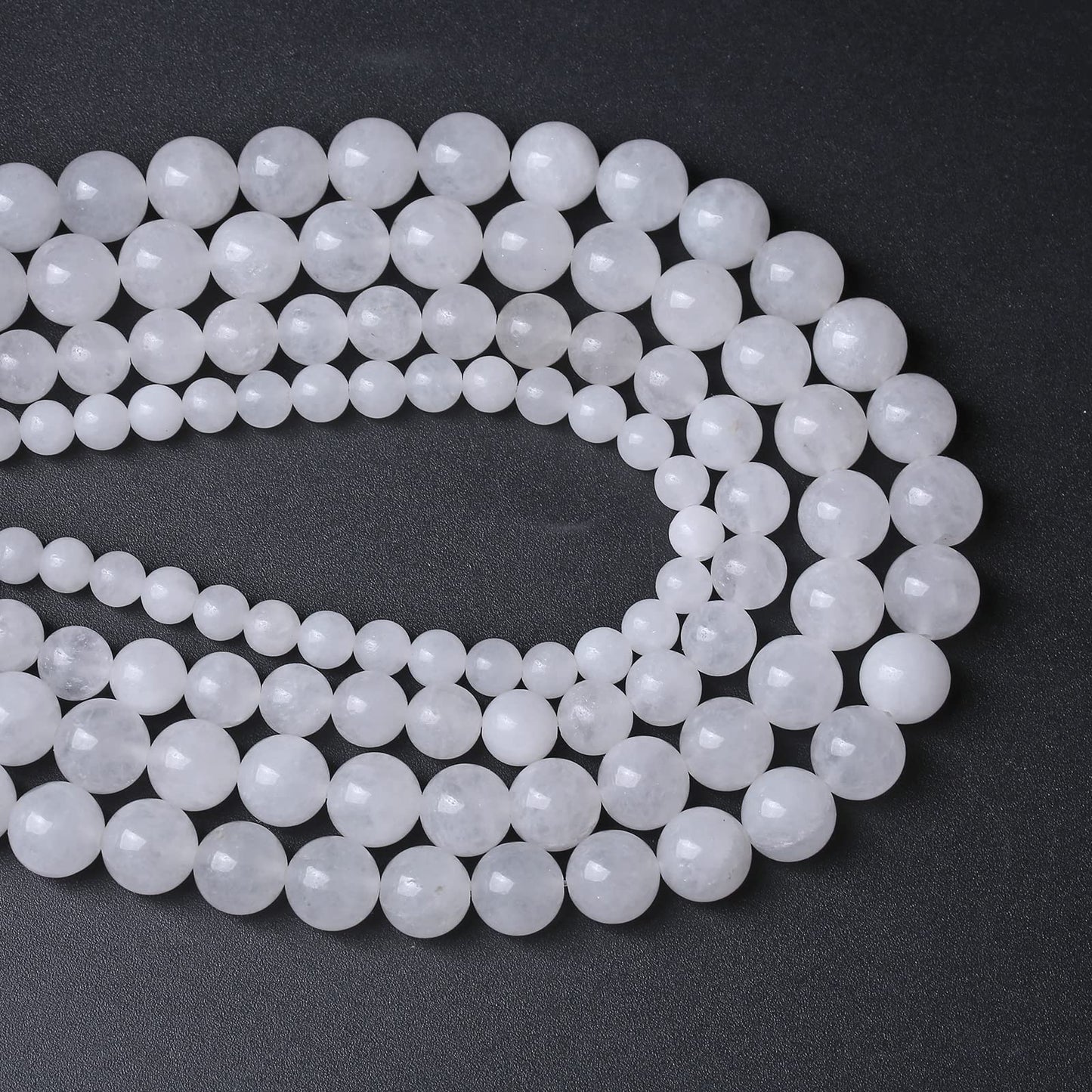 8MM 45PCS Natural Stone White Jade Loose Beads for Jewelry Making DIY Bracelet