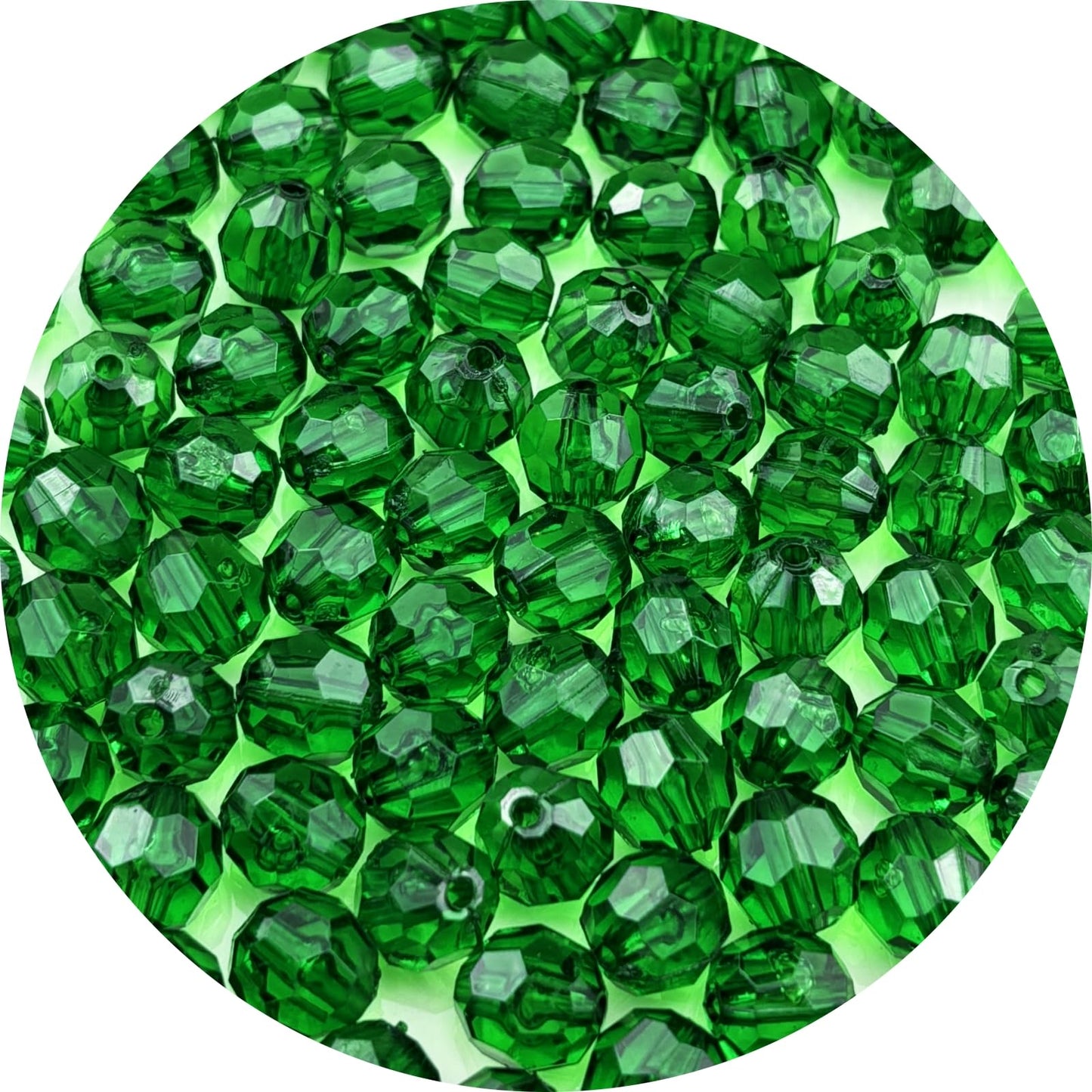 YUEXIGO 200pcs 10mm Acrylic Round Faceted Beads for Crafts Faceted Spacer Beads for Sewing Crafts Decoration Necklaces Bracelets Earrings Jewelry Making(Dark Green)
