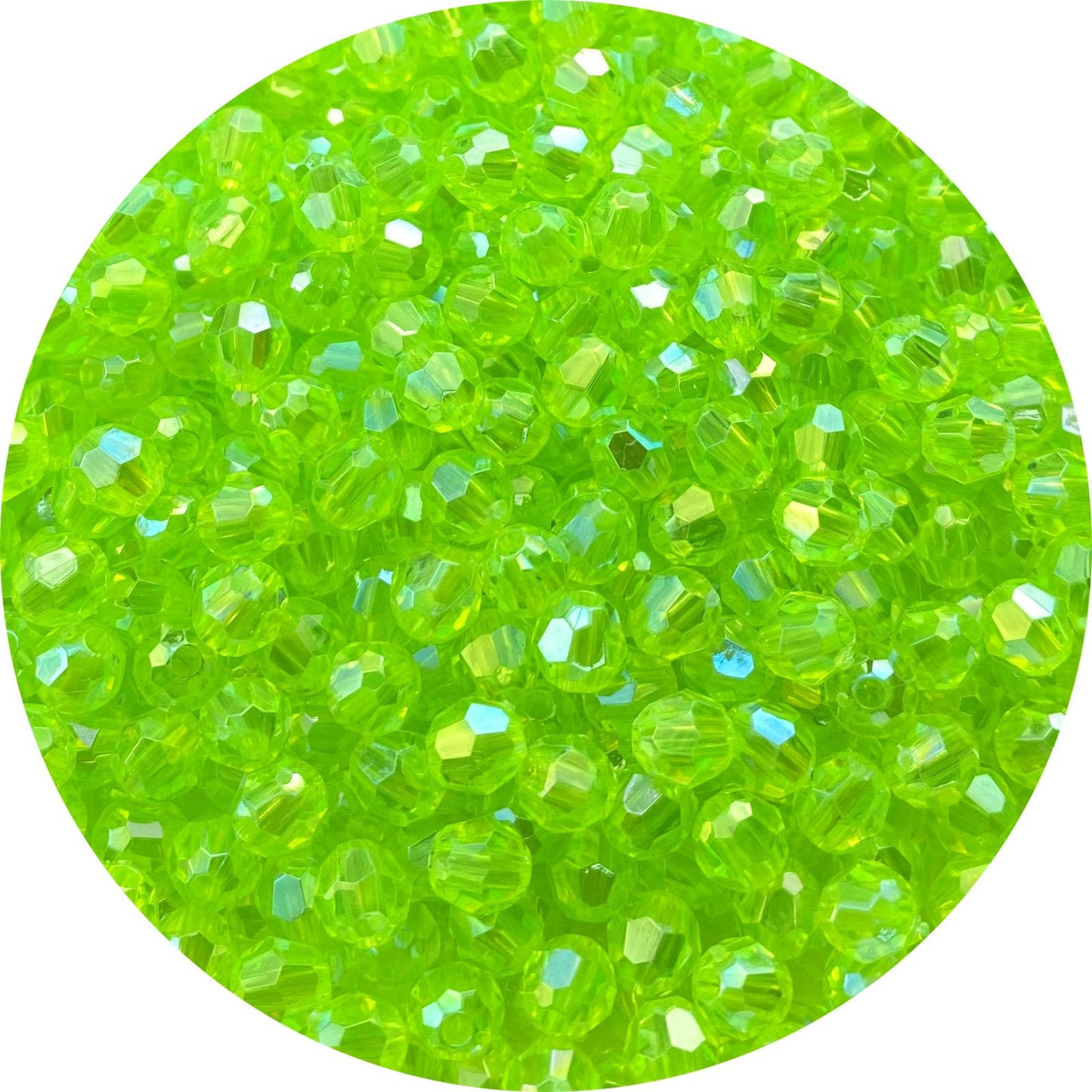 Tingoons 1000 PCS 6mm Acrylic Faceted Spacer Beads AB Color Glossy Round Loose Beads for Jewelry Making Bracelet Necklace Earring Ornament Wind Chimes Key Chains(Fluorescent Green AB)