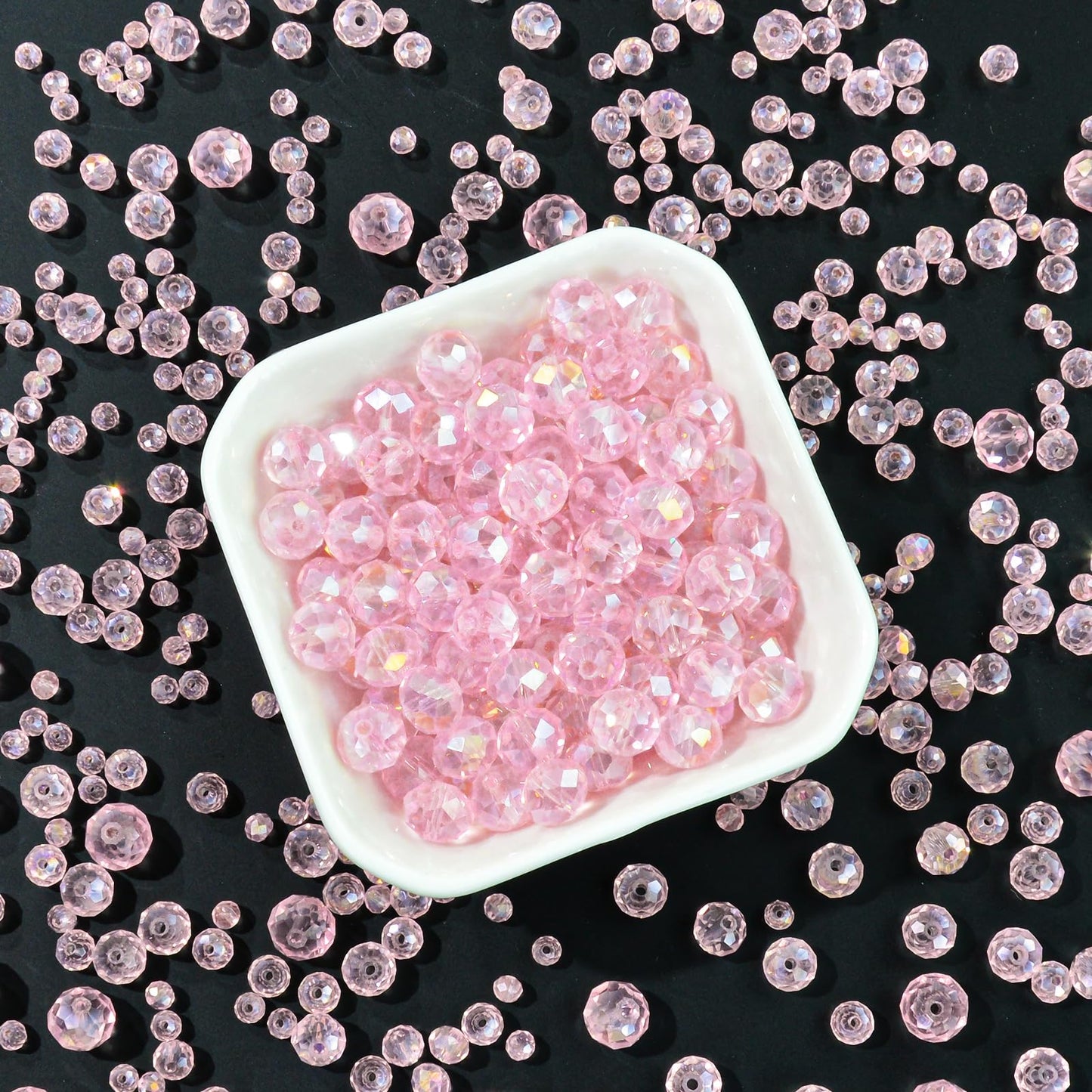 Laopottbeads 220Pcs 10mm Crystal Glass Beads for Jewelry Making Beads for Bracelets Necklace Pendants Making Supplies(Pink)