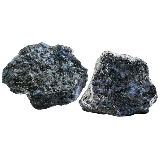Amazing Gemstone 2 Pieces Indigo Gabbro Raw Crystals and Healing Stones, Natural Rocks for Tumbling and DIY Raw Stones and Crystals