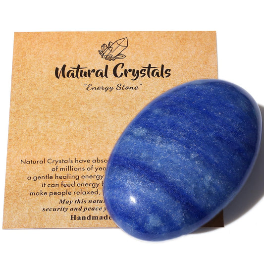 MAIBAOTA 2.4" Large Blue Aventurine Crystal Stone Polished Palm Stone Healing Crystals 0.7" Thick Natural Reiki Gemstone Worry Stone Energy Balancing Anxiety Stress Relief Meditation 1 Pc
